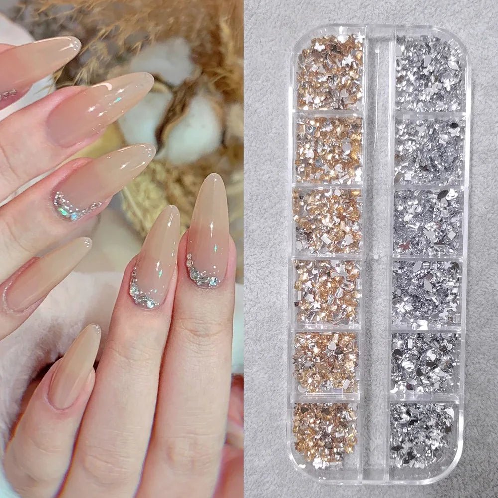 Strass Pour Ongles Rouges, 12 Grilles, 2/3/4/5Mm, Dos Plat, Cristal, Diamant SS6/10/16/20/30, Breloques Mixtes En Verre De Luxe
