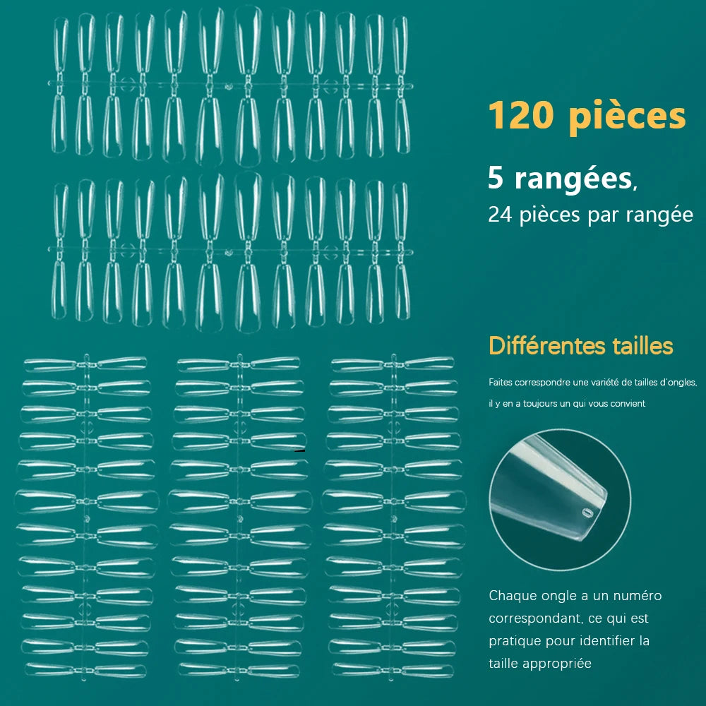 Faux ongles capsules extension - rendu sur ongles