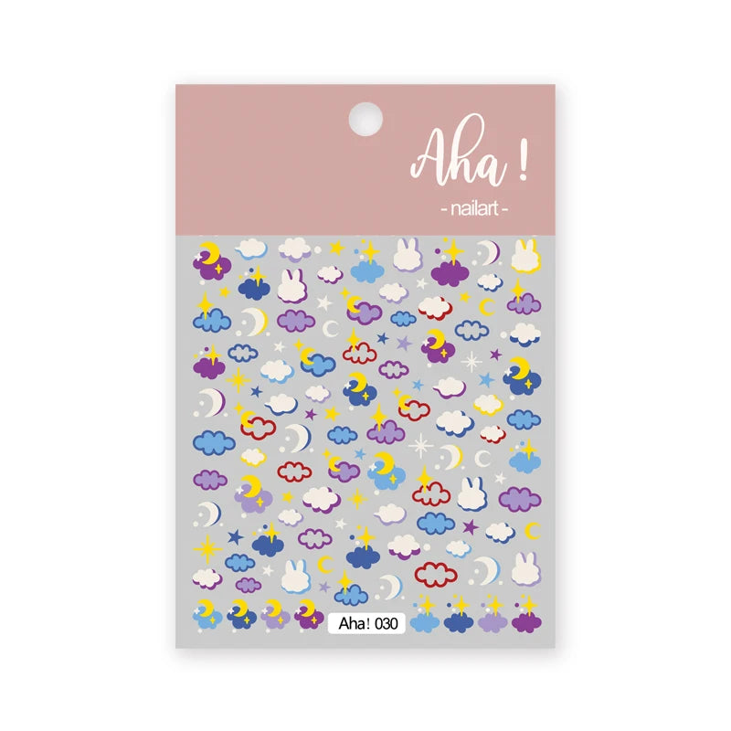 Autocollants Pour Ongles Nuage Blanc Mignon, 1 Pièce, Autocollants Ultra Fins Pour Nail Art, Décalcomanies Auto-Adhésives Étoile Lune/Fleur/Nuages, Décalcomanies Kawaii Pour Ongles