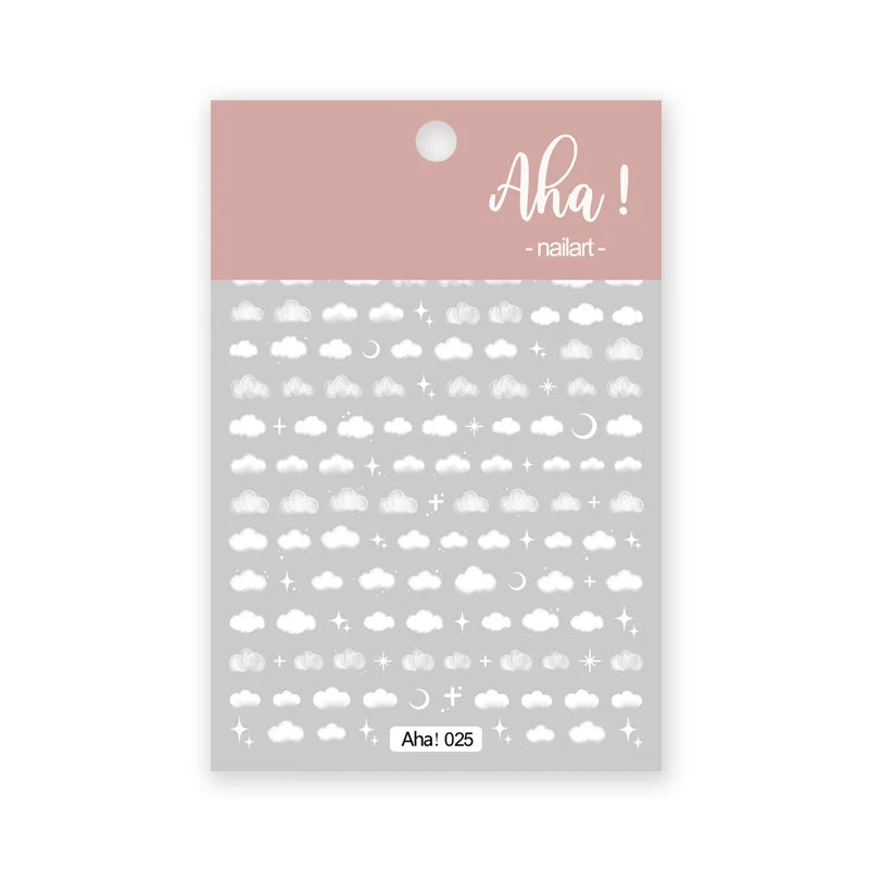 Autocollants Pour Ongles Nuage Blanc Mignon, 1 Pièce, Autocollants Ultra Fins Pour Nail Art, Décalcomanies Auto-Adhésives Étoile Lune/Fleur/Nuages, Décalcomanies Kawaii Pour Ongles