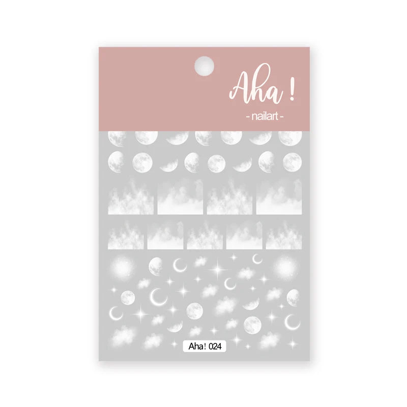 Autocollants Pour Ongles Nuage Blanc Mignon, 1 Pièce, Autocollants Ultra Fins Pour Nail Art, Décalcomanies Auto-Adhésives Étoile Lune/Fleur/Nuages, Décalcomanies Kawaii Pour Ongles
